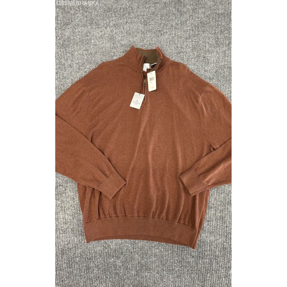 Enro Platinum Men's Rust Brown 100%‎ Cotton 1/4 Zip Sweater Pullover XL NWT